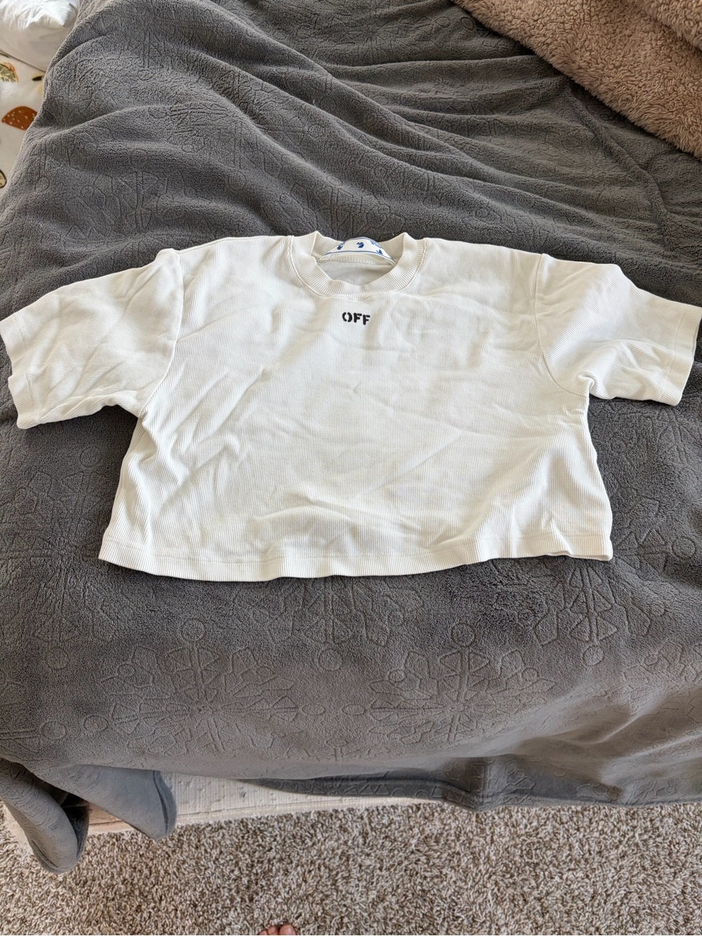Off-White White Cropped Sweatshirt with 'OFF' Logo